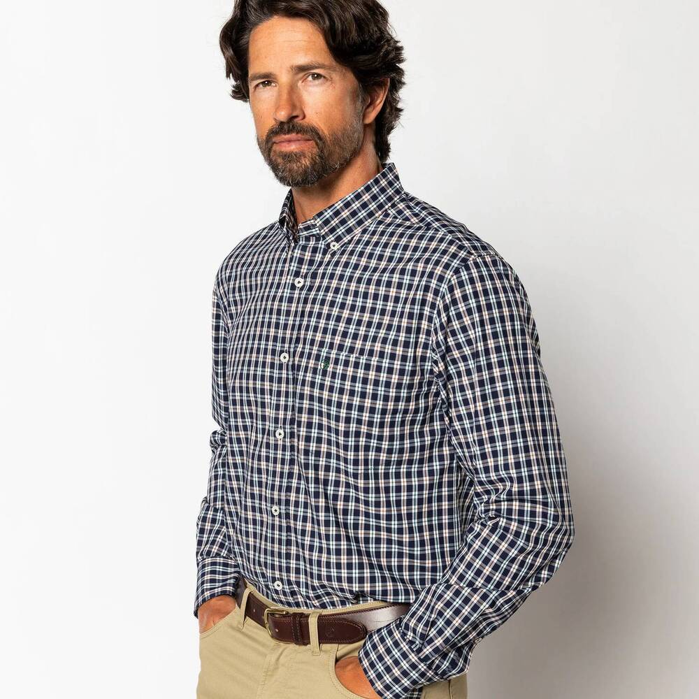 NEW DUCK HEAD moseley plaid sport shirt in maritime blue